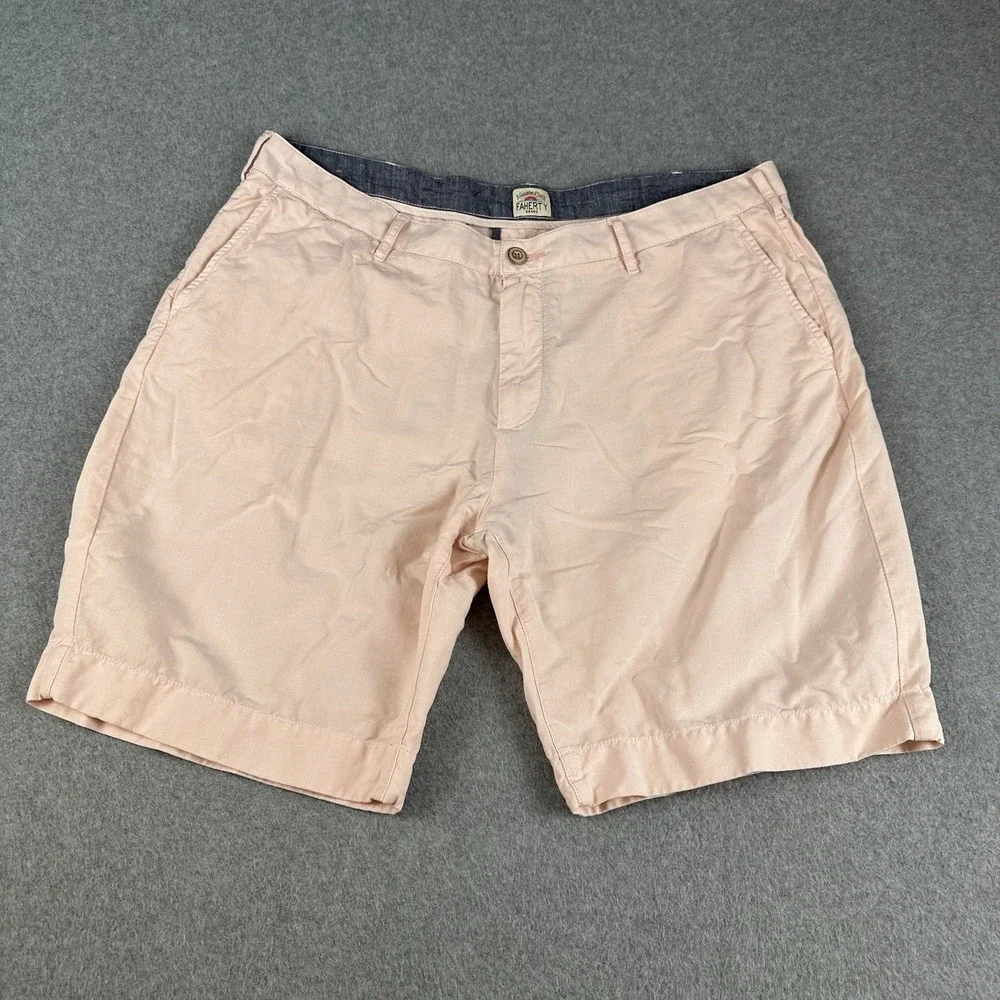 Faherty Malibu Linen Cotton Shorts Mens 38 Pink Chino Beach Preppy 9